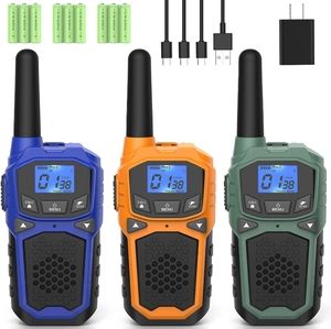 Rechargeable Walkies Talkies 3 Pack, Long Range VOX Hands-Free 2 Way 22 Channel